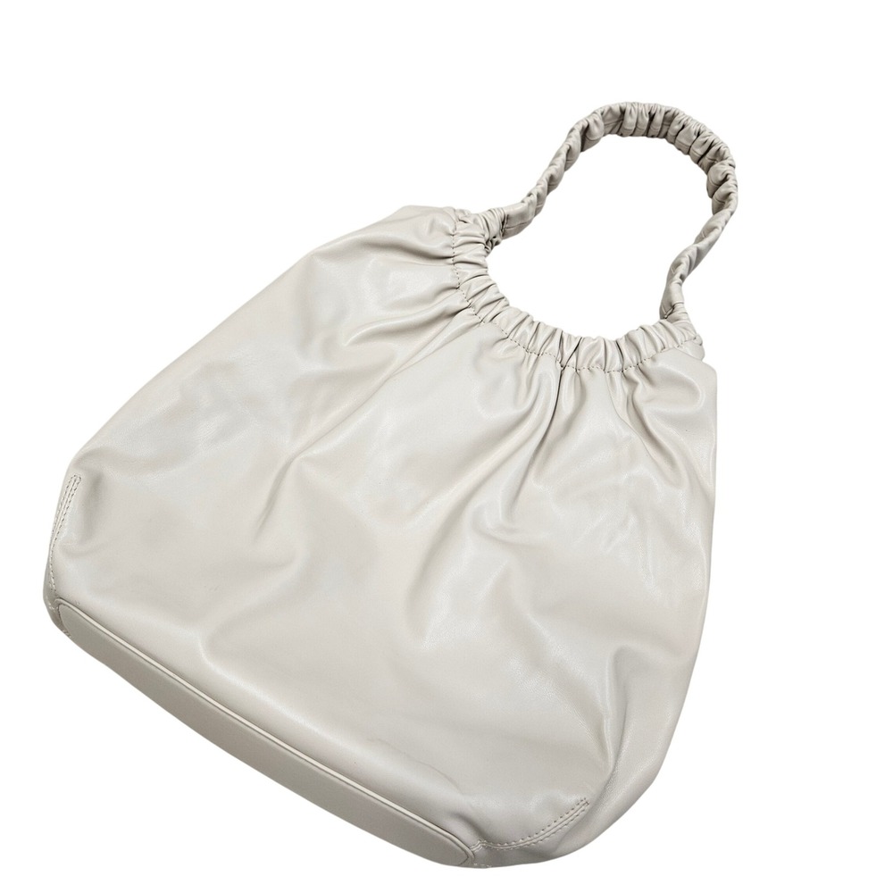 Oak + Fort Shoulder Bag Beige Ruched Vegan Leather Slouchy Hobo‎ Minimalist - Picture 2 of 10